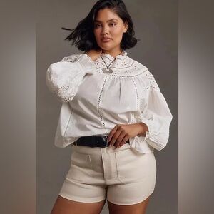 NWT Anthropologie Maeve The Colette Linen Blend Shorts, Size 32